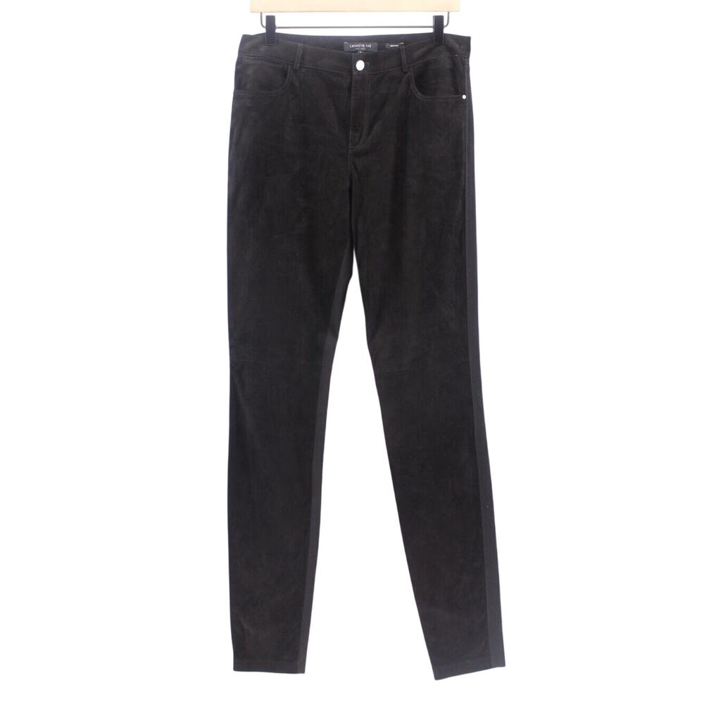 Lafayette 148 Mercer Hybrid Skinny Leather Suede Front Ponte Pant Sz 6